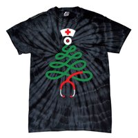 Stethoscope Christmas Tree Nursing Funny Nurse Rn Lpn Squad Tie-Dye T-Shirt