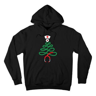 Stethoscope Christmas Tree Nursing Funny Nurse Rn Lpn Squad Tall Hoodie