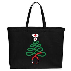 Stethoscope Christmas Tree Nursing Funny Nurse Rn Lpn Squad Cotton Canvas Jumbo Tote