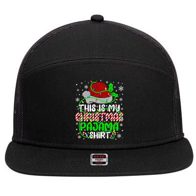 Santa Claus This Is My Christmas Pajama Funny Gift 7 Panel Mesh Trucker Snapback Hat