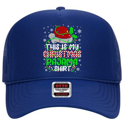 Santa Claus This Is My Christmas Pajama Funny Gift High Crown Mesh Back Trucker Hat