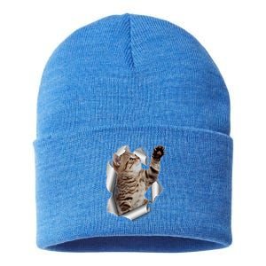 Sweet Cat Torn Cloth Gift Funny Kitten Lover Cat Owner Cat Lady Cool Gift Sustainable Knit Beanie