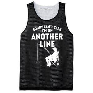 Sorry Cant Talk Another Line Funny Fishing Fisherman Angler Mesh Reversible Basketball Jersey Tank