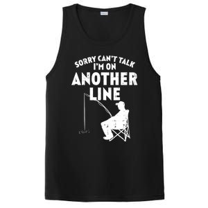 Sorry Cant Talk Another Line Funny Fishing Fisherman Angler PosiCharge Competitor Tank