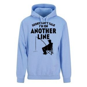 Sorry Cant Talk Another Line Funny Fishing Fisherman Angler Unisex Surf Hoodie