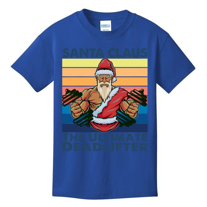 Santa Claus The Ultimate Deadlifter Fitness Gym Working Out Gift Kids T-Shirt