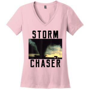 Storm Chaser Tornado Picture Gift Weather Meteorologist Gift Women's V-Neck T-Shirt