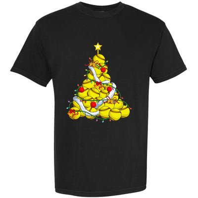 Softball Christmas Tree Xmas Pajamas Player Coach Garment-Dyed Heavyweight T-Shirt