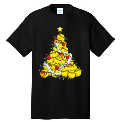 Softball Christmas Tree Xmas Pajamas Player Coach Tall T-Shirt