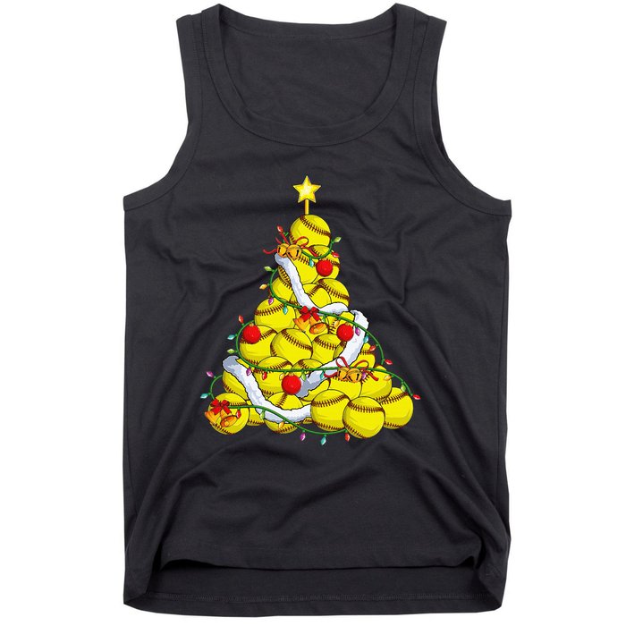 Softball Christmas Tree Xmas Pajamas Player Coach Tank Top