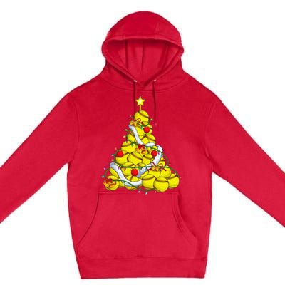 Softball Christmas Tree Xmas Pajamas Player Coach Premium Pullover Hoodie