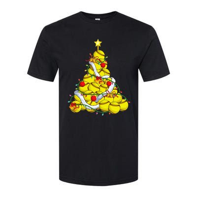 Softball Christmas Tree Xmas Pajamas Player Coach Softstyle CVC T-Shirt