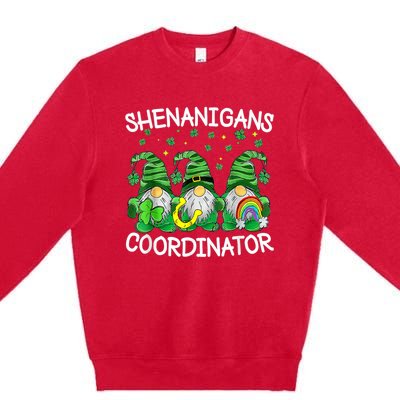 Shenanigans Coordinator Teachers St Patricks Day Gnomes Premium Crewneck Sweatshirt