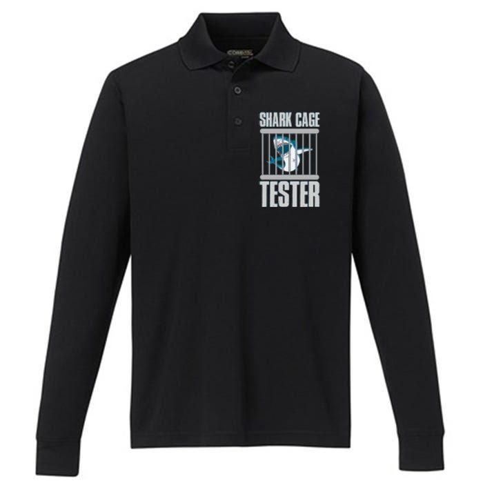 Shark Cage Tester Performance Long Sleeve Polo