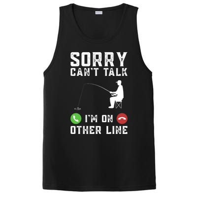 Sorry CanT Talk IM On Other Line Funny Fishing Fish Bass Funny Gift PosiCharge Competitor Tank