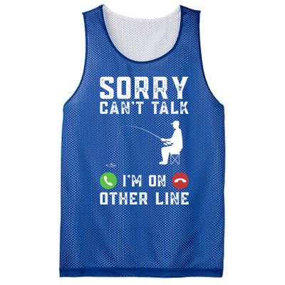 Sorry CanT Talk IM On Other Line Funny Fishing Fish Bass Funny Gift Mesh Reversible Basketball Jersey Tank