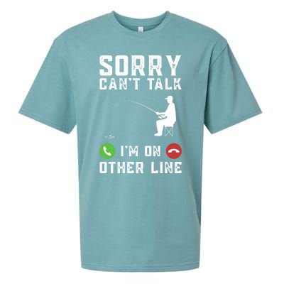 Sorry CanT Talk IM On Other Line Funny Fishing Fish Bass Funny Gift Sueded Cloud Jersey T-Shirt