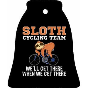 Sloth Cycling Team Lazy Sloth Sleeping On Bicycle Cyclist Ceramic Bell Ornament