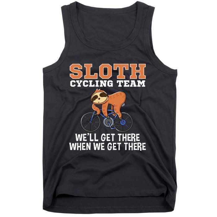 Sloth Cycling Team Lazy Sloth Sleeping On Bicycle Cyclist Tank Top