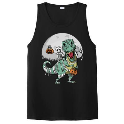 Skeleton Costume TRex Cemetery Halloween Trick Rawr Treat Funny Gift PosiCharge Competitor Tank