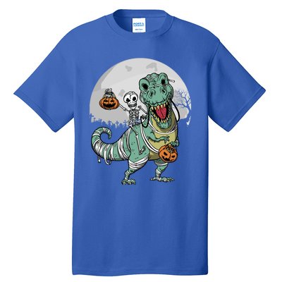 Skeleton Costume TRex Cemetery Halloween Trick Rawr Treat Funny Gift Tall T-Shirt