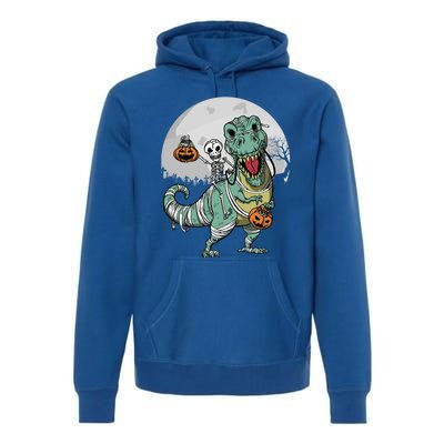 Skeleton Costume TRex Cemetery Halloween Trick Rawr Treat Funny Gift Premium Hoodie