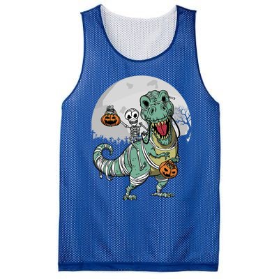 Skeleton Costume TRex Cemetery Halloween Trick Rawr Treat Funny Gift Mesh Reversible Basketball Jersey Tank