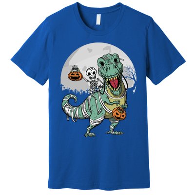 Skeleton Costume TRex Cemetery Halloween Trick Rawr Treat Funny Gift Premium T-Shirt