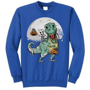 Skeleton Costume TRex Cemetery Halloween Trick Rawr Treat Funny Gift Tall Sweatshirt