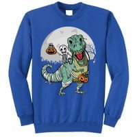 Skeleton Costume TRex Cemetery Halloween Trick Rawr Treat Funny Gift Tall Sweatshirt