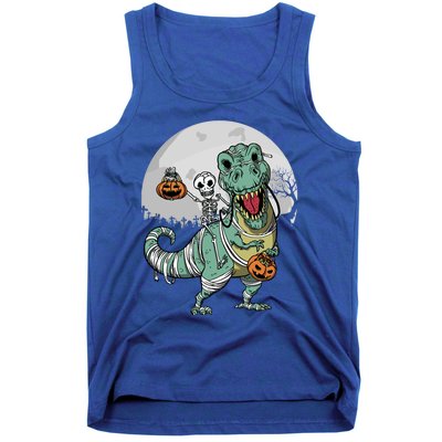 Skeleton Costume TRex Cemetery Halloween Trick Rawr Treat Funny Gift Tank Top