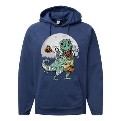 Skeleton Costume TRex Cemetery Halloween Trick Rawr Treat Funny Gift Performance Fleece Hoodie