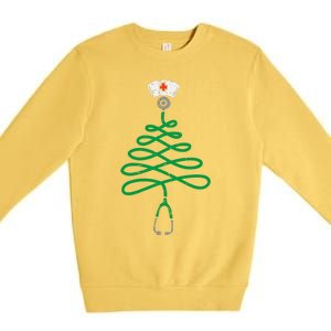 Stethoscope Christmas Tree Nurse Christmas Scrub Top Xmas Premium Crewneck Sweatshirt