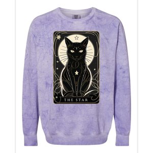 Star Cat Tarot Card Graphic For Tarot Cat Lovers Colorblast Crewneck Sweatshirt