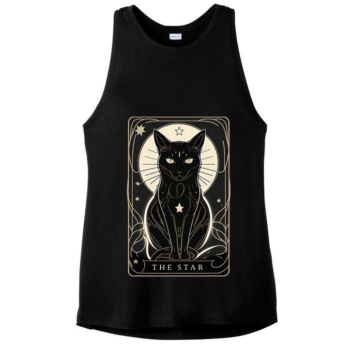 Star Cat Tarot Card Graphic For Tarot Cat Lovers Ladies PosiCharge Tri-Blend Wicking Tank