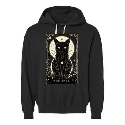 Star Cat Tarot Card Graphic For Tarot Cat Lovers Garment-Dyed Fleece Hoodie