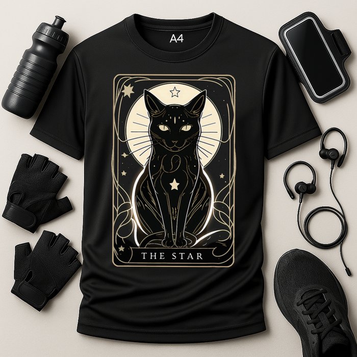 Star Cat Tarot Card Graphic For Tarot Cat Lovers Cooling Performance Crew T-Shirt