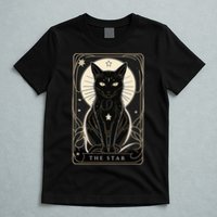 Star Cat Tarot Card Graphic For Tarot Cat Lovers T-Shirt