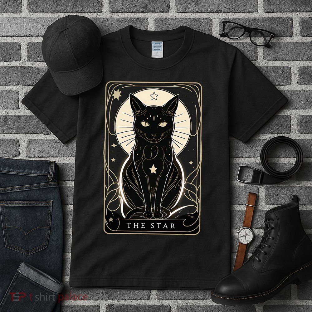 Star Cat Tarot Card Graphic For Tarot Cat Lovers Tall T-Shirt