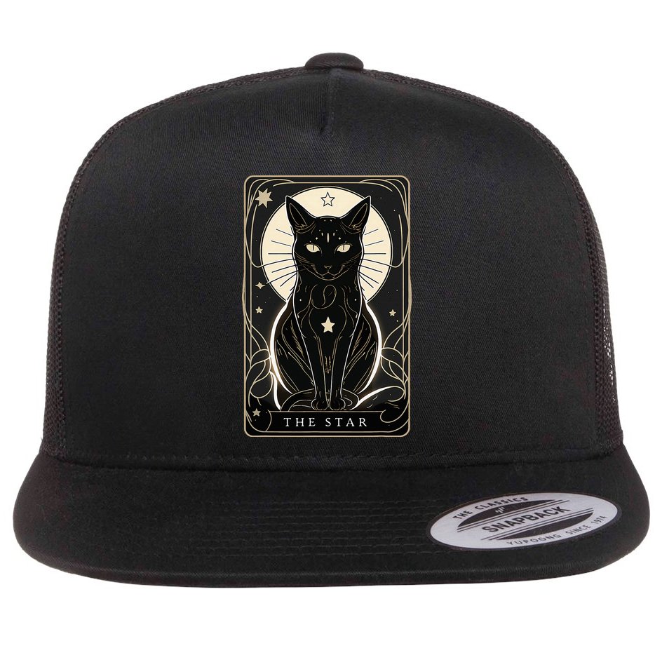 Star Cat Tarot Card Graphic For Tarot Cat Lovers Flat Bill Trucker Hat