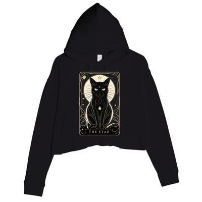 Star Cat Tarot Card Graphic For Tarot Cat Lovers Crop Fleece Hoodie