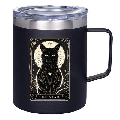 Star Cat Tarot Card Graphic For Tarot Cat Lovers 12oz Stainless Steel Coffee Mug