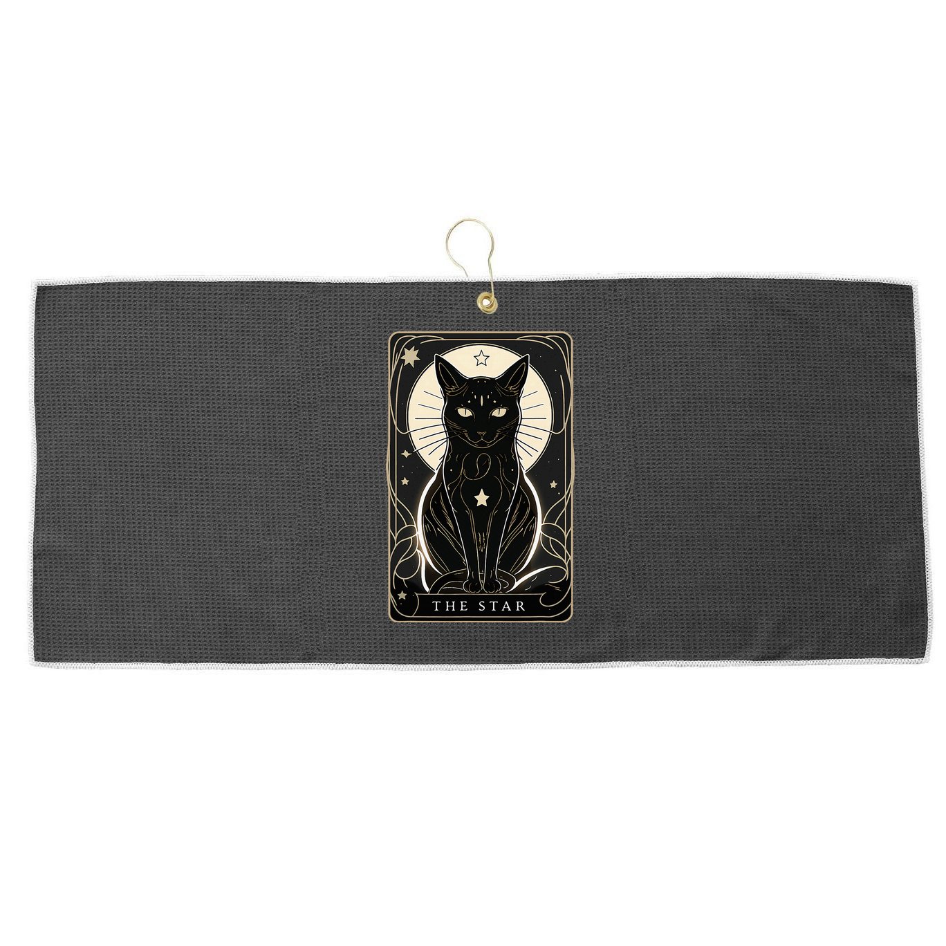 Star Cat Tarot Card Graphic For Tarot Cat Lovers Large Microfiber Waffle Golf Towel