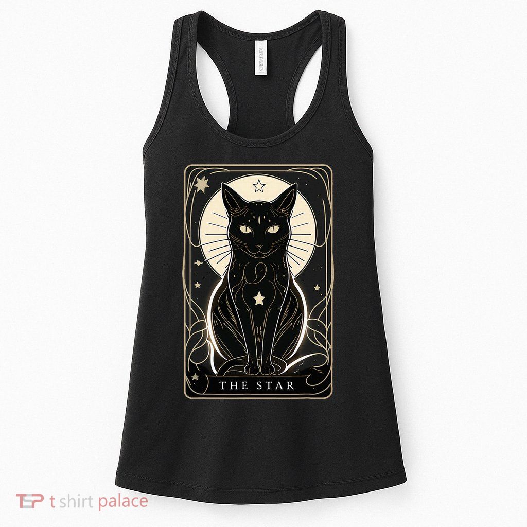 Star Cat Tarot Card Graphic For Tarot Cat Lovers Womens Tank Top