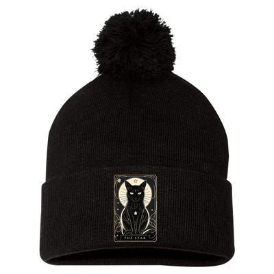 Star Cat Tarot Card Graphic For Tarot Cat Lovers Pom Pom 12in Knit Beanie