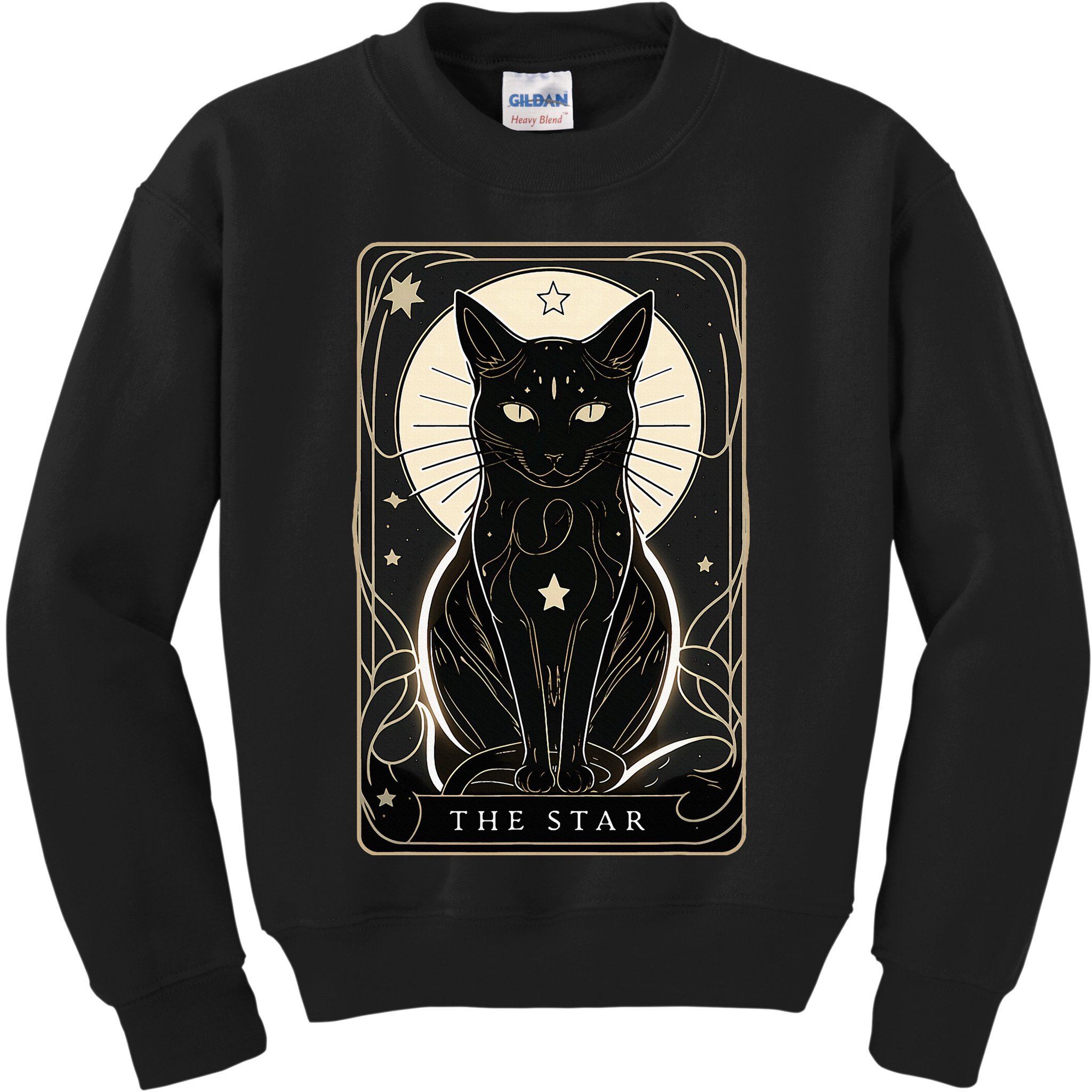 Star Cat Tarot Card Graphic For Tarot Cat Lovers Kids Sweatshirt