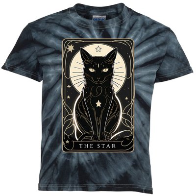 Star Cat Tarot Card Graphic For Tarot Cat Lovers Kids Tie-Dye T-Shirt