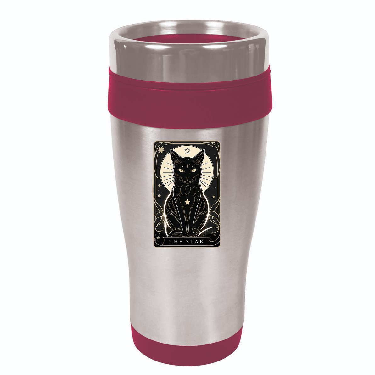Star Cat Tarot Card Graphic For Tarot Cat Lovers 16oz Travel Tumbler