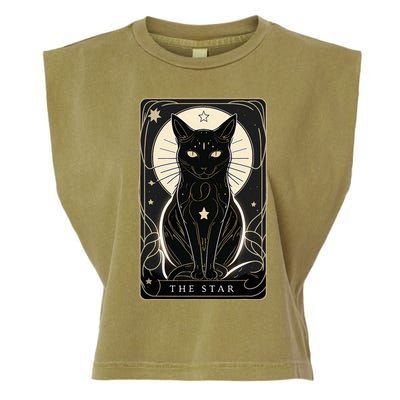 Star Cat Tarot Card Graphic For Tarot Cat Lovers Garment-Dyed Women's Muscle Tee