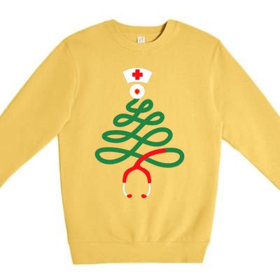 Stethoscope Christmas Tree Nursing Funny Nurse Rn Lpn Squad Premium Crewneck Sweatshirt